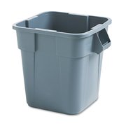Rubbermaid Commercial 28 gal Square Trash Can, Gray, Open Top, Polyethylene FG352600GRAY